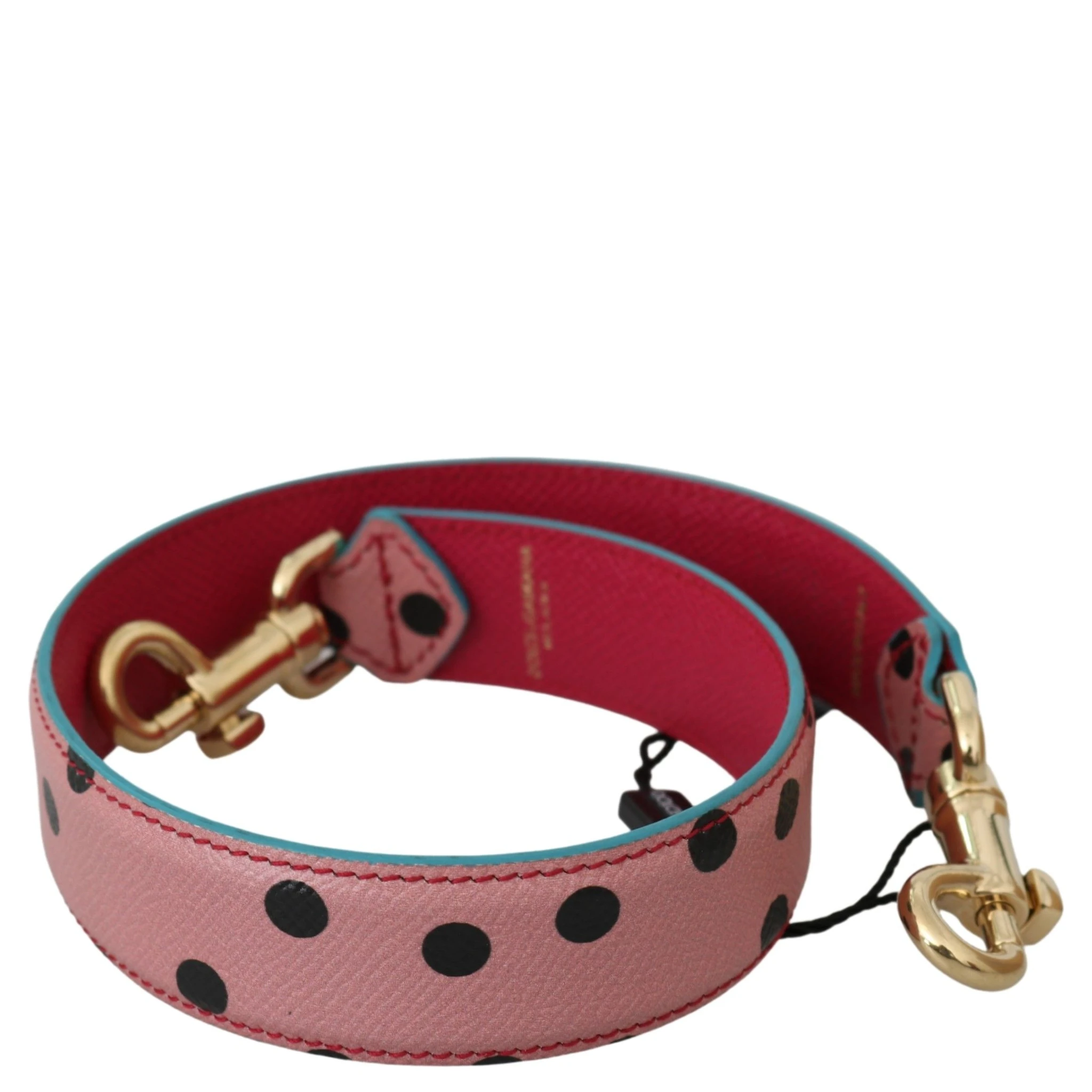Pink Polka Dot Leather Shoulder Strap