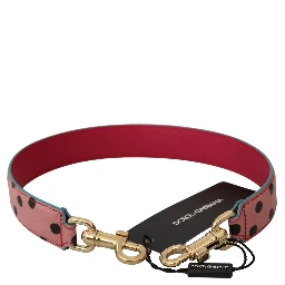 Pink Polka Dot Leather Shoulder Strap