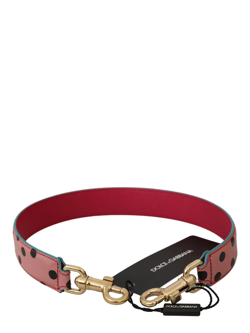 Pink Polka Dot Leather Shoulder Strap