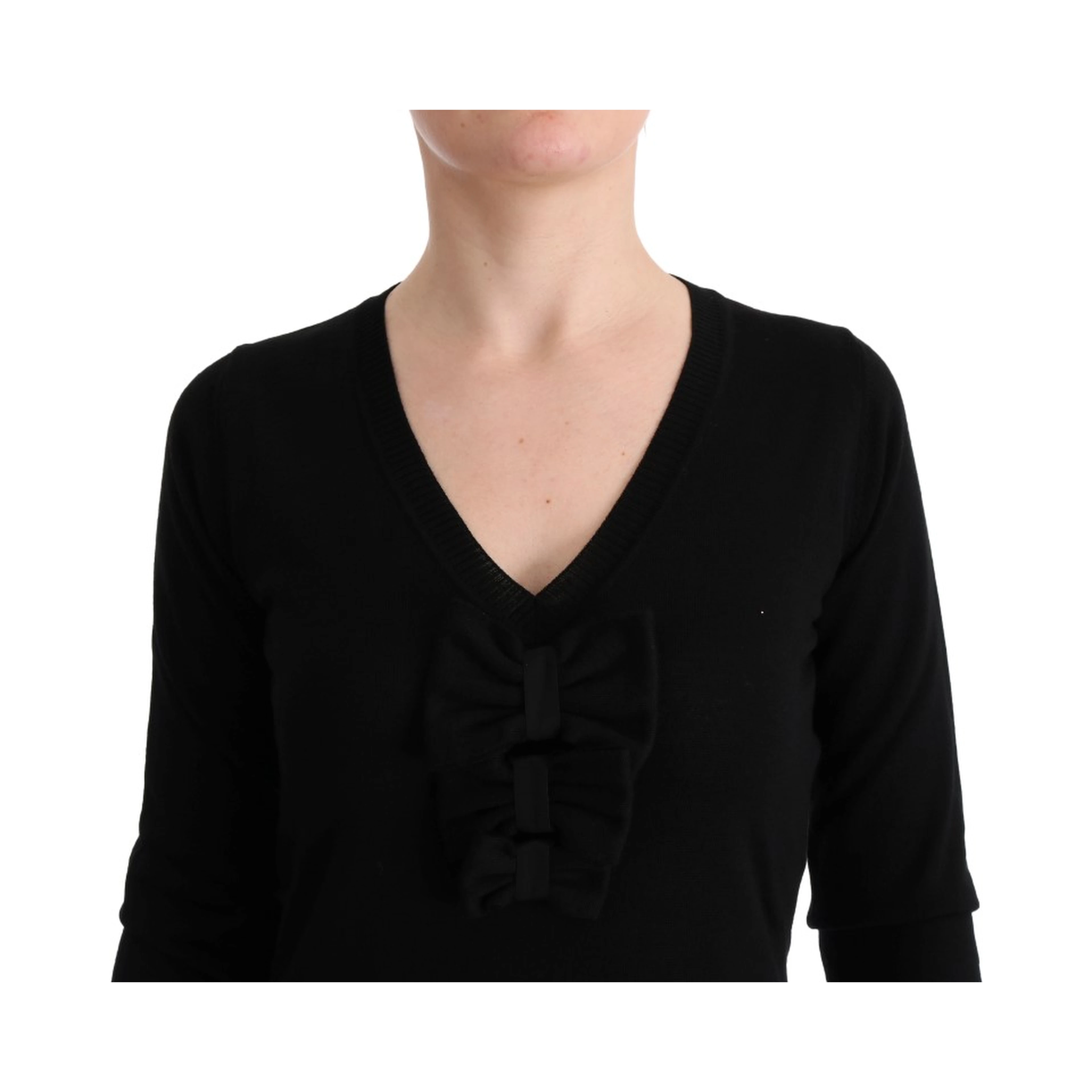 Black Wool Long Sleeve Shift Dress
