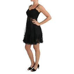 Black Silk Lace Dress Chemise Lingerie