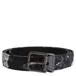 Black Cayman Linen Leather Belt