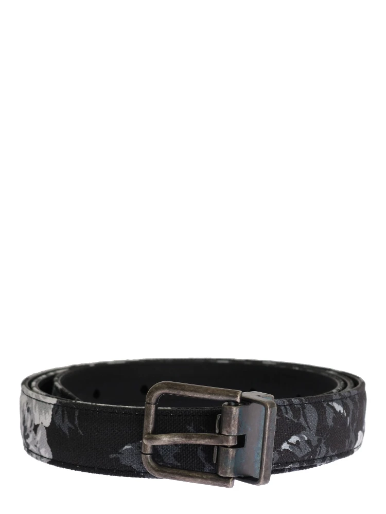 Black Cayman Linen Leather Belt