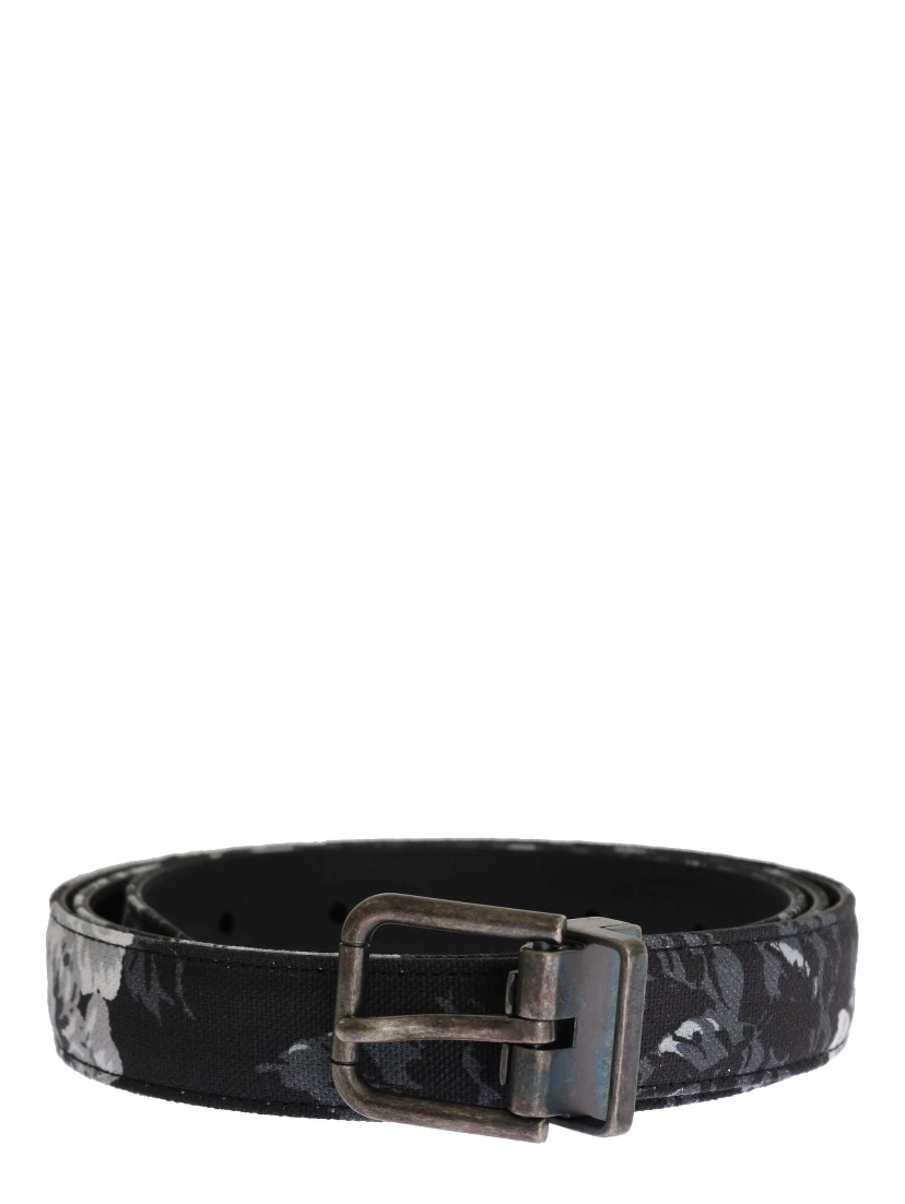 Black Cayman Linen Leather Belt