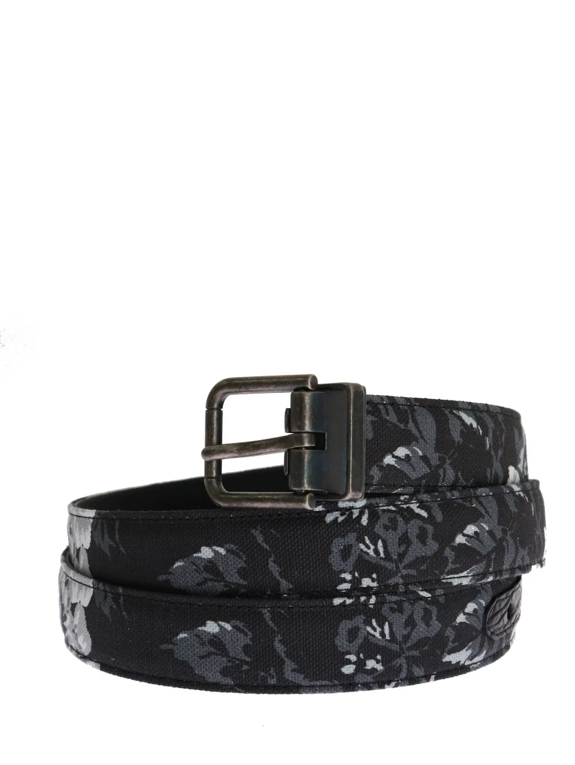 Black Cayman Linen Leather Belt