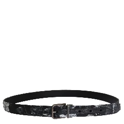 Black Cayman Linen Leather Belt