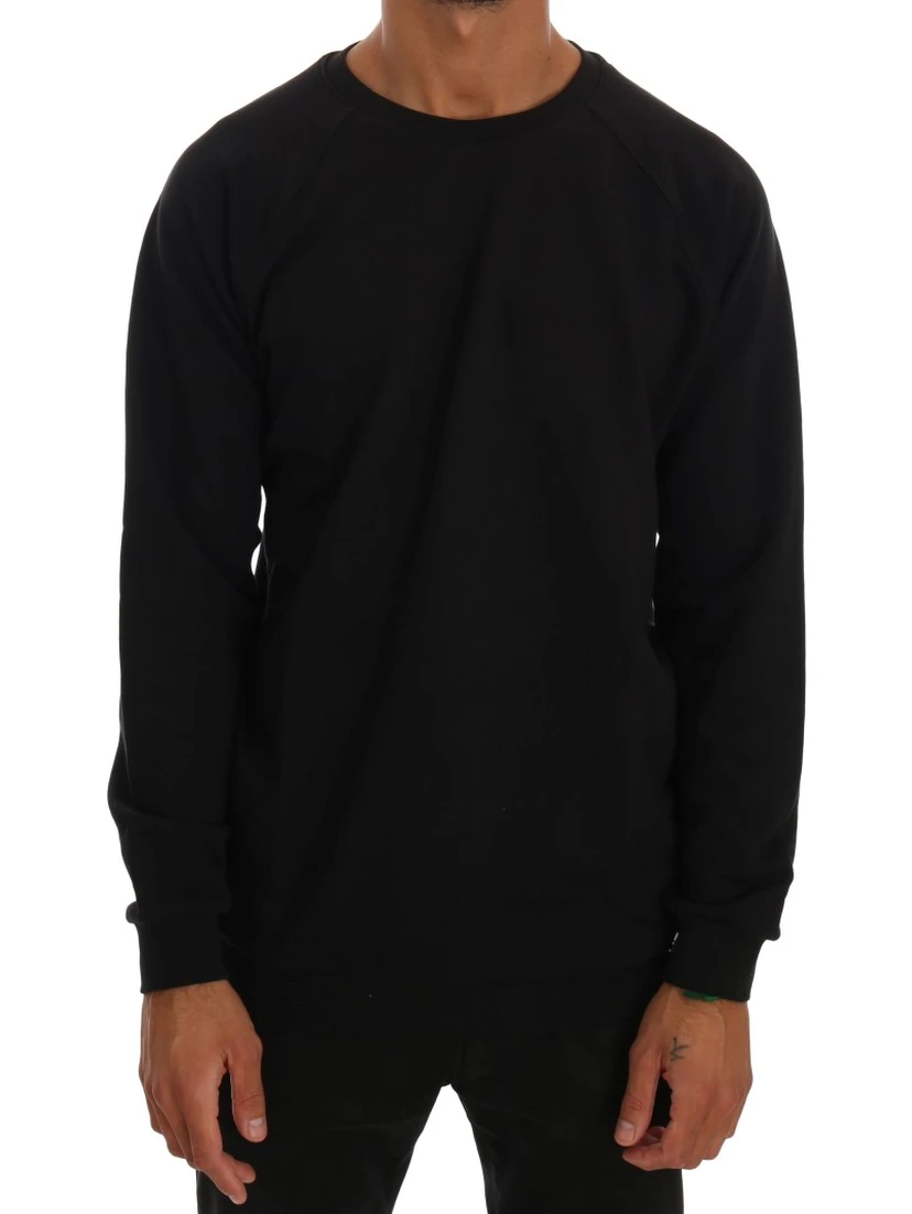 Black Crewneck Cotton Pullover Sweater