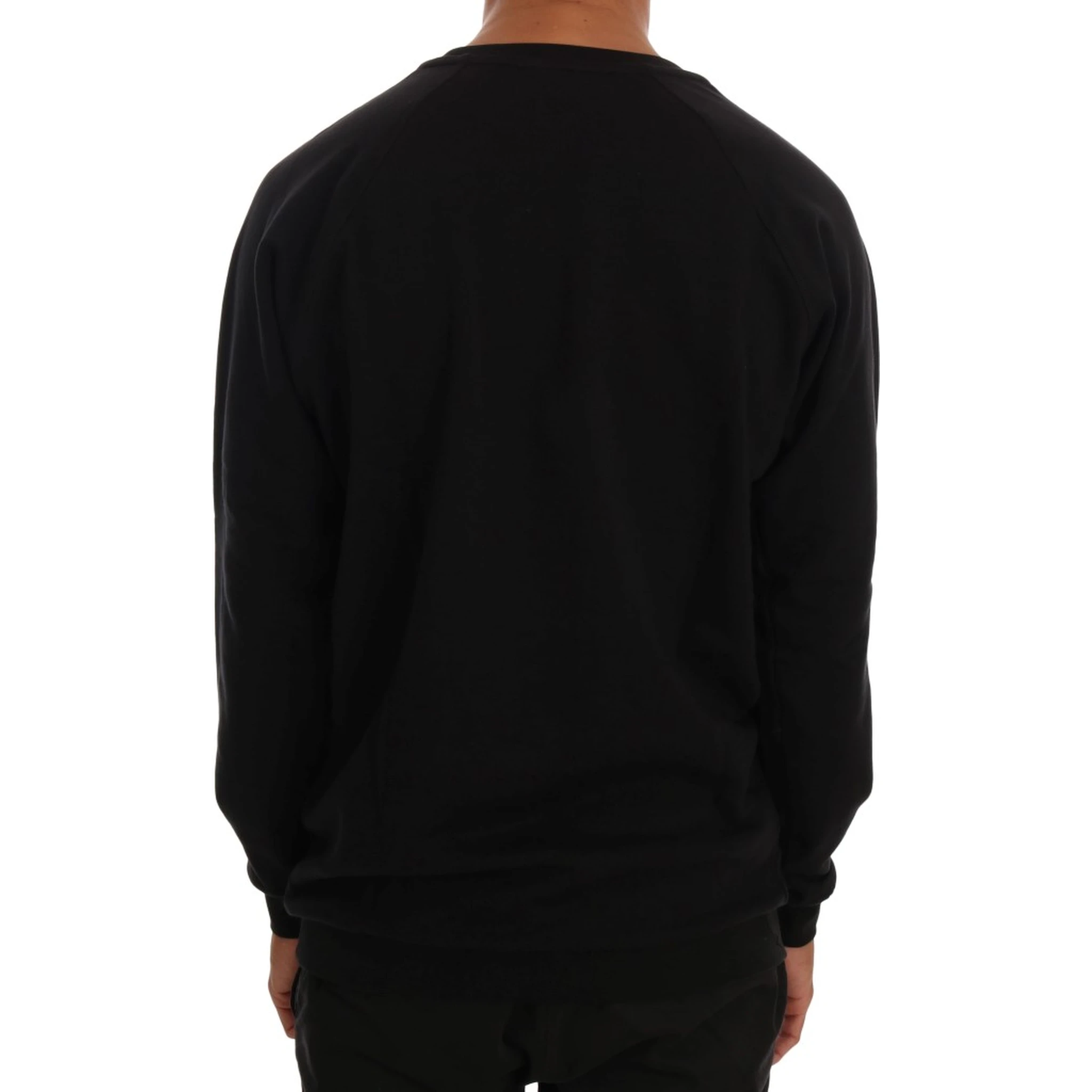 Black Crewneck Cotton Pullover Sweater