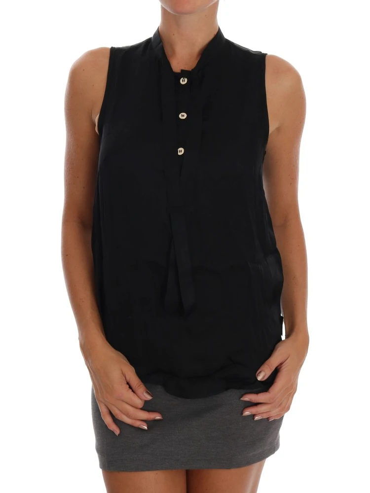 Black Sleeveless Viscose Blouse Top