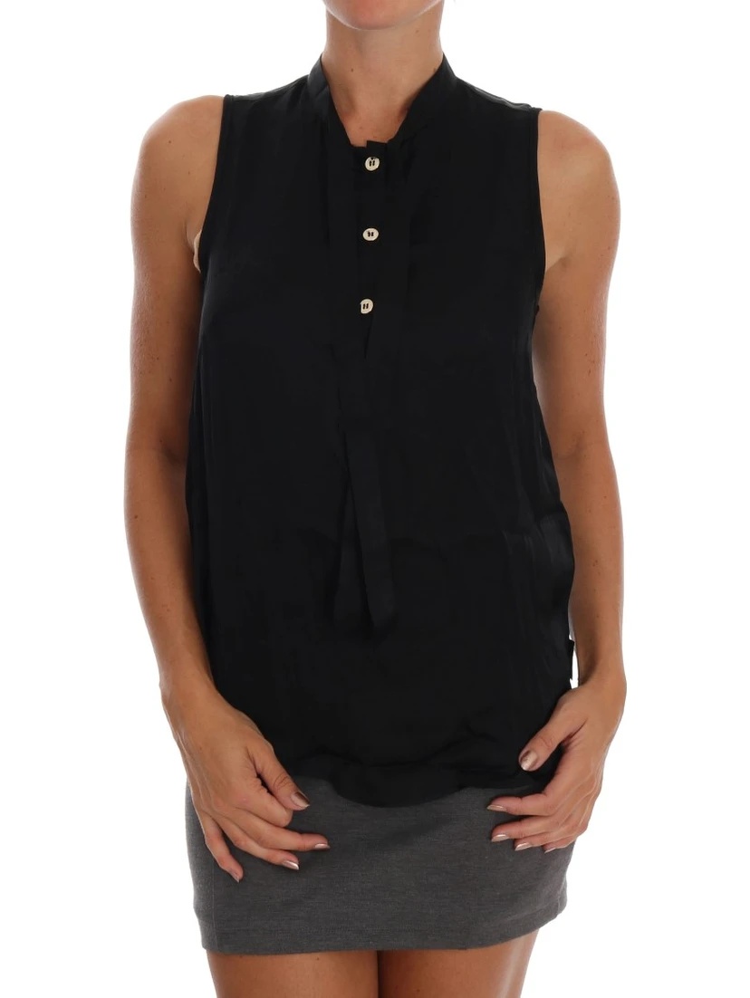 Black Sleeveless Viscose Blouse Top