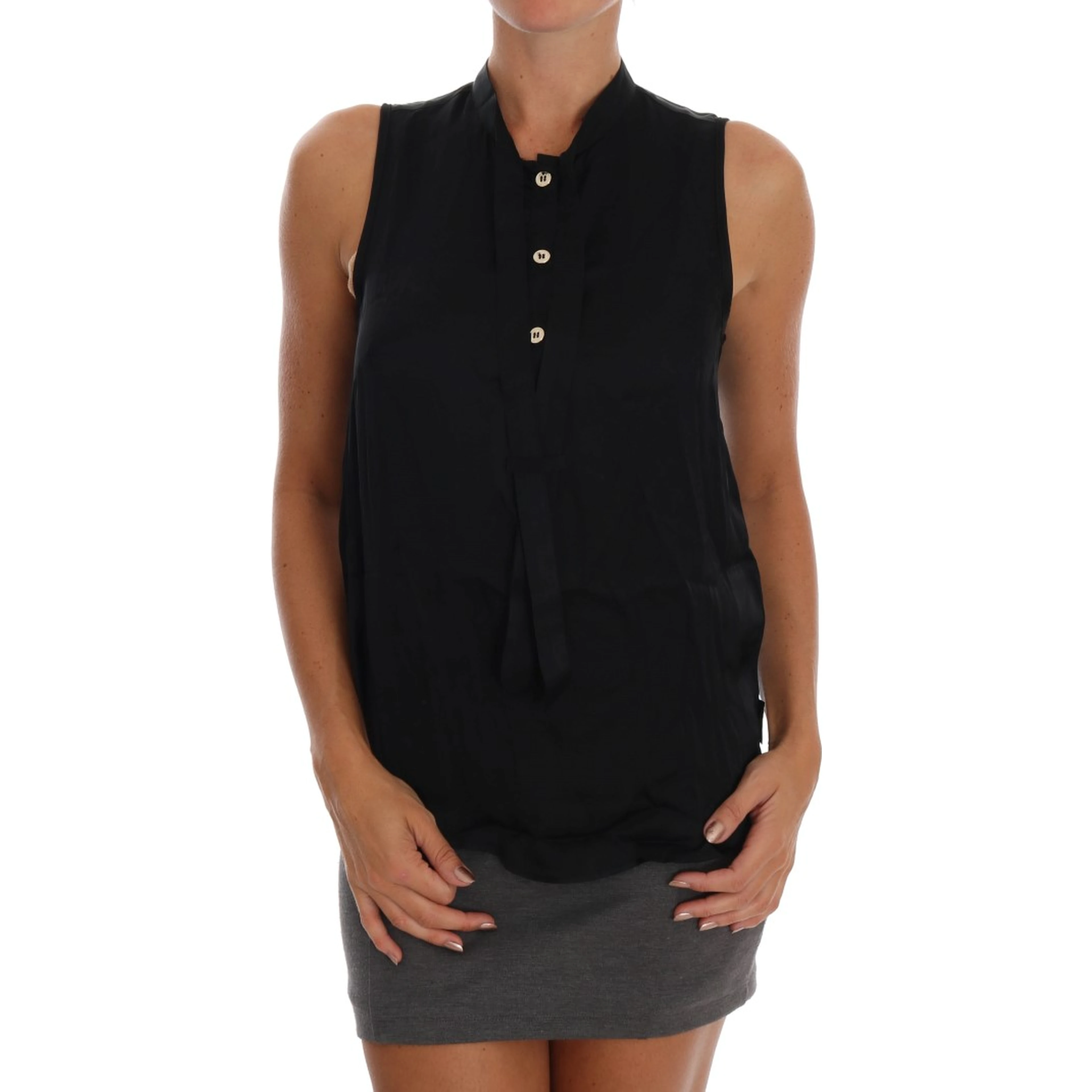 Black Sleeveless Viscose Blouse Top