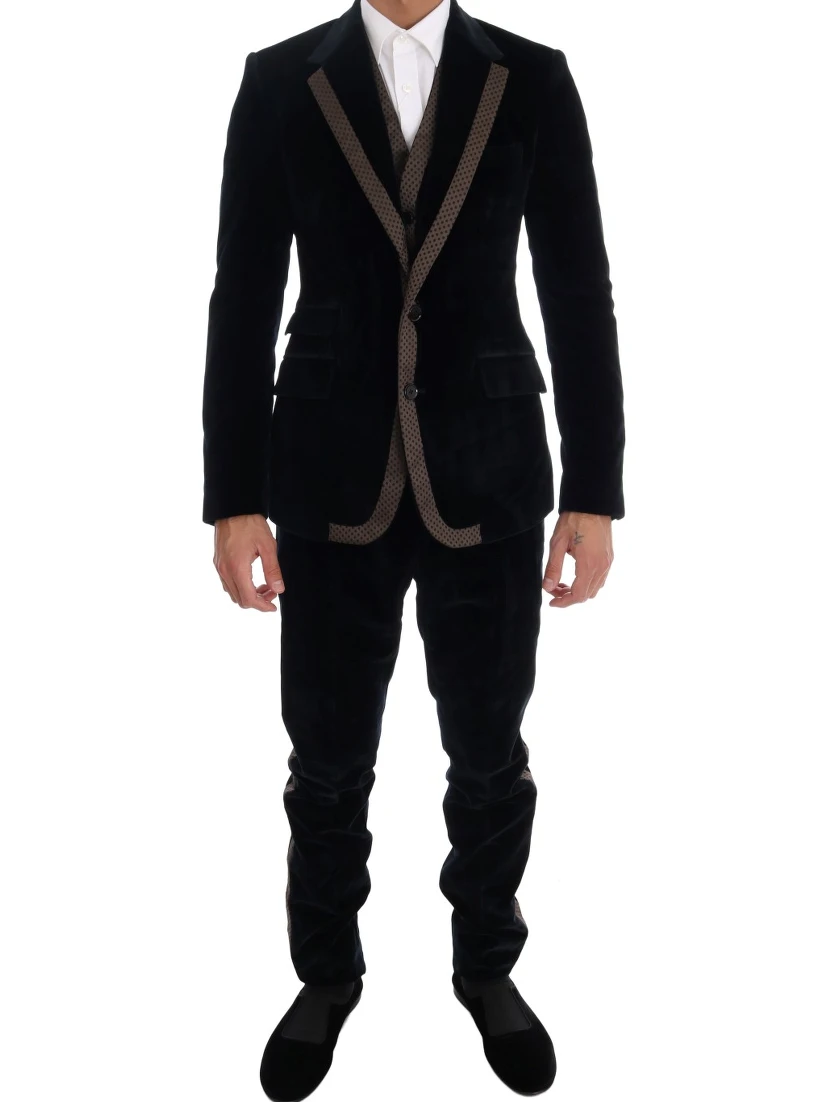 Blue Velvet Two Button Slim 3 Piece Suit