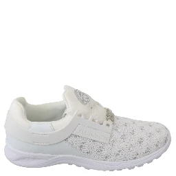 White Polyester Casual Sneakers Shoes