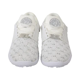 White Polyester Casual Sneakers Shoes