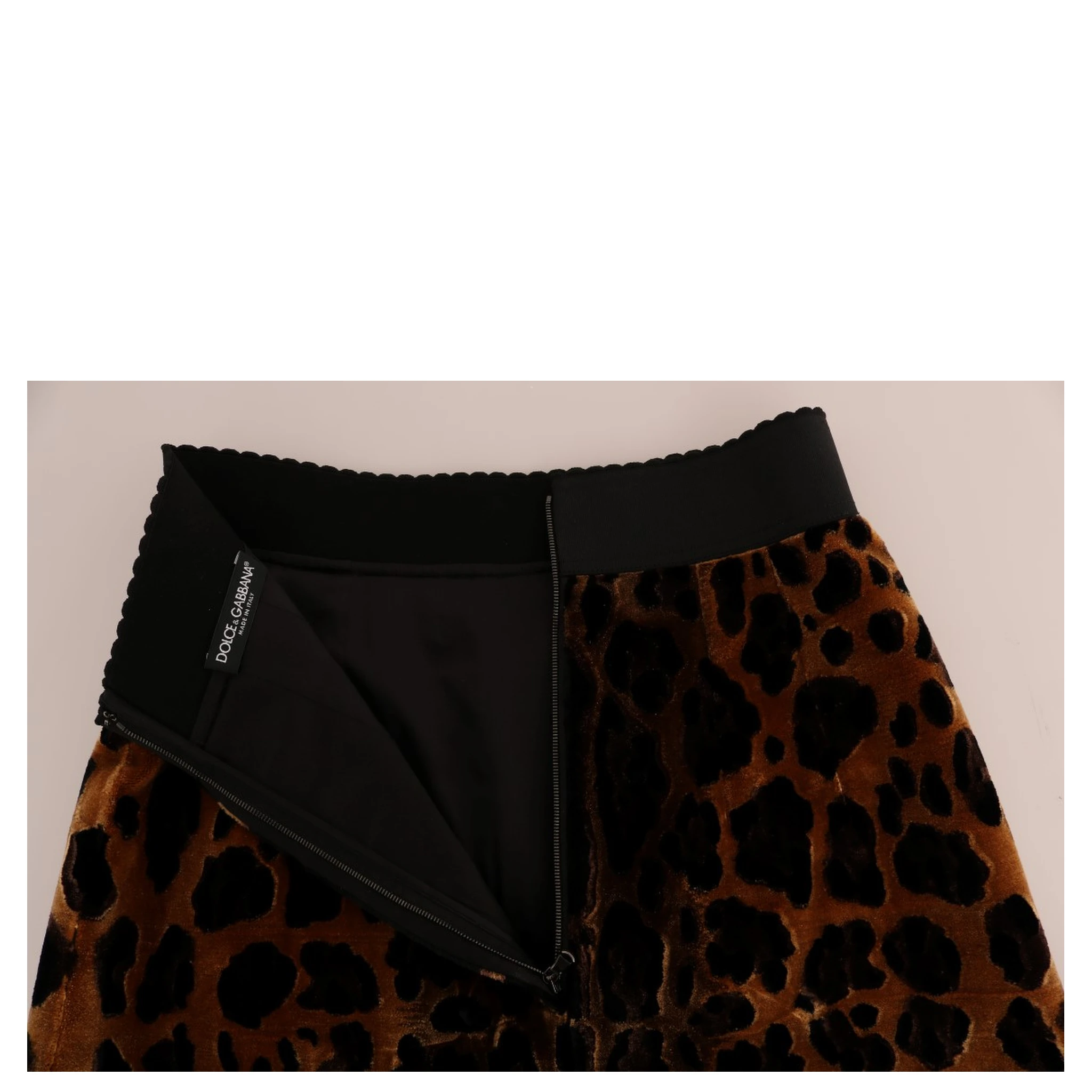Brown Leopard Print Silk A-Line Skirt