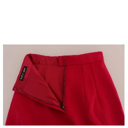 Pink Wool Knee Long A-Line Skirt