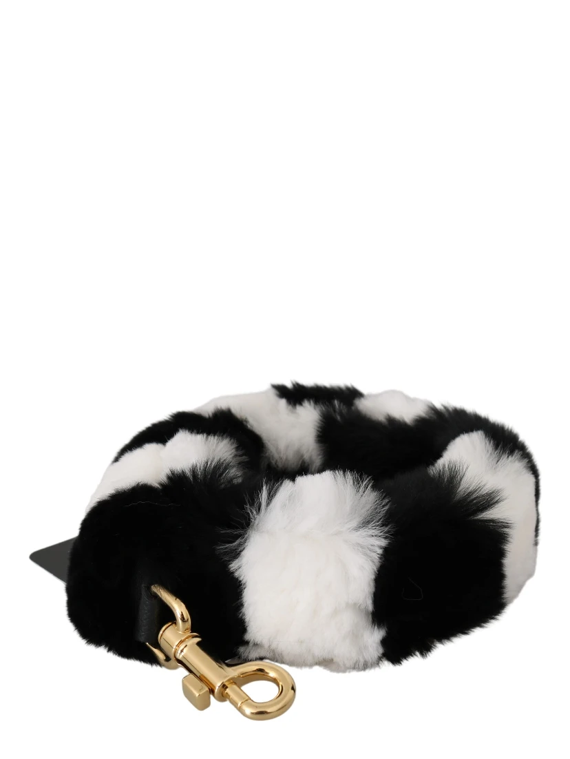 Black White Lapin Fur Accessory Shoulder Strap