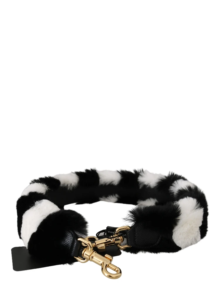 Black White Lapin Fur Accessory Shoulder Strap alternative