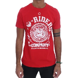Red Cotton RIDERS Crewneck T-Shirt