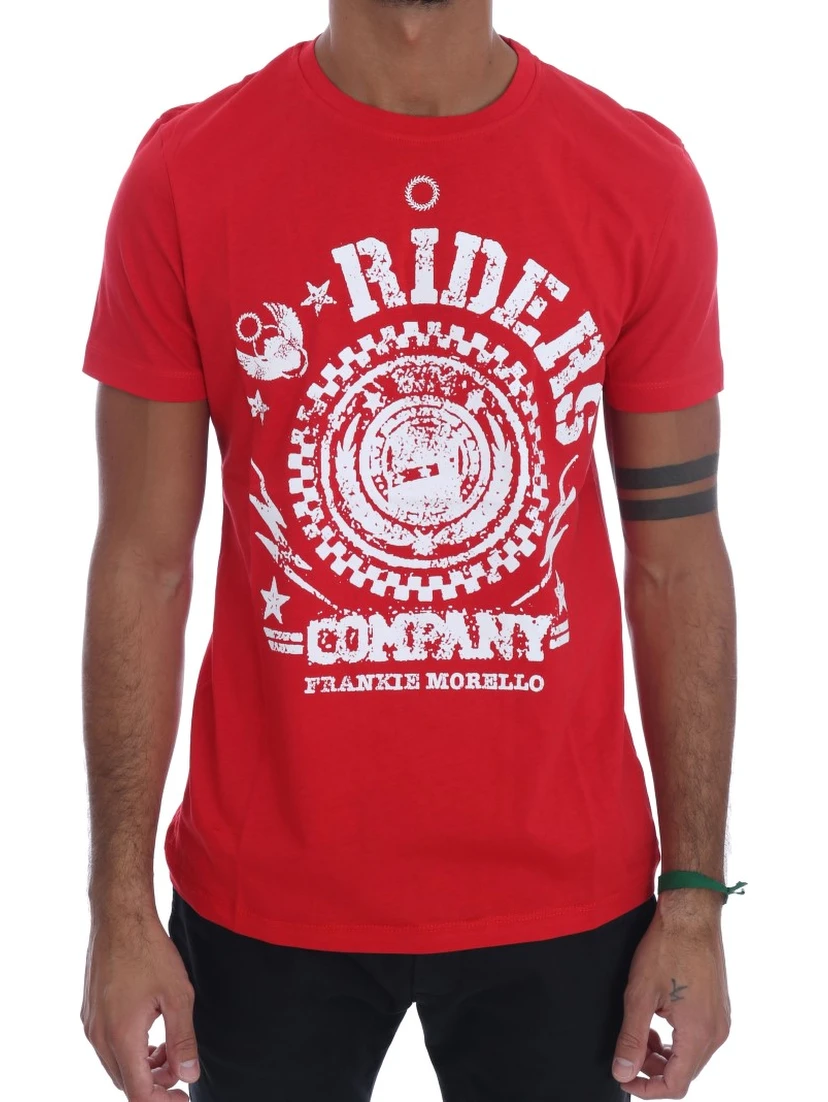 Red Cotton RIDERS Crewneck T-Shirt
