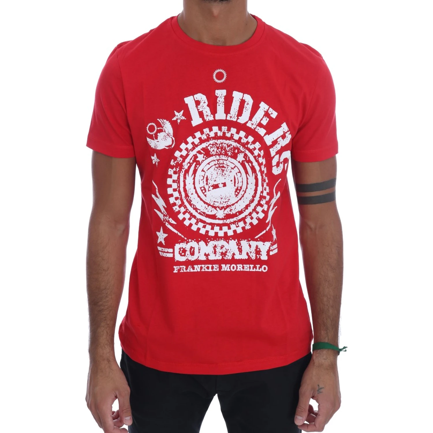 Red Cotton RIDERS Crewneck T-Shirt
