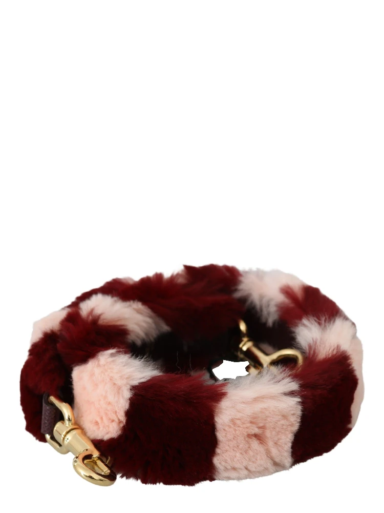 Pink Red Lapin Fur Accessory Shoulder Strap