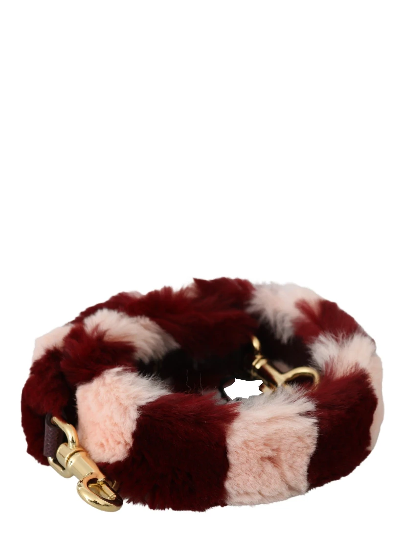 Pink Red Lapin Fur Accessory Shoulder Strap