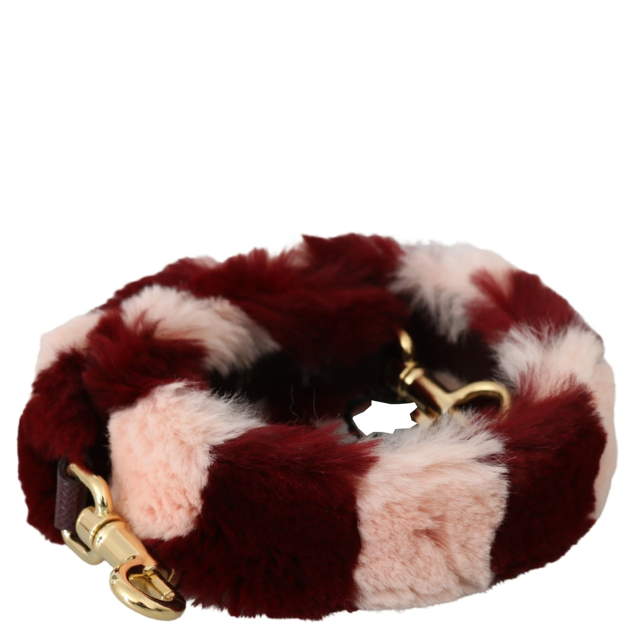 Pink Red Lapin Fur Accessory Shoulder Strap