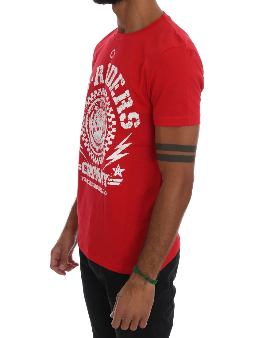 Red Cotton RIDERS Crewneck T-Shirt