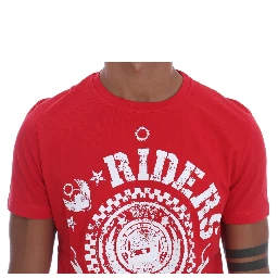 Red Cotton RIDERS Crewneck T-Shirt