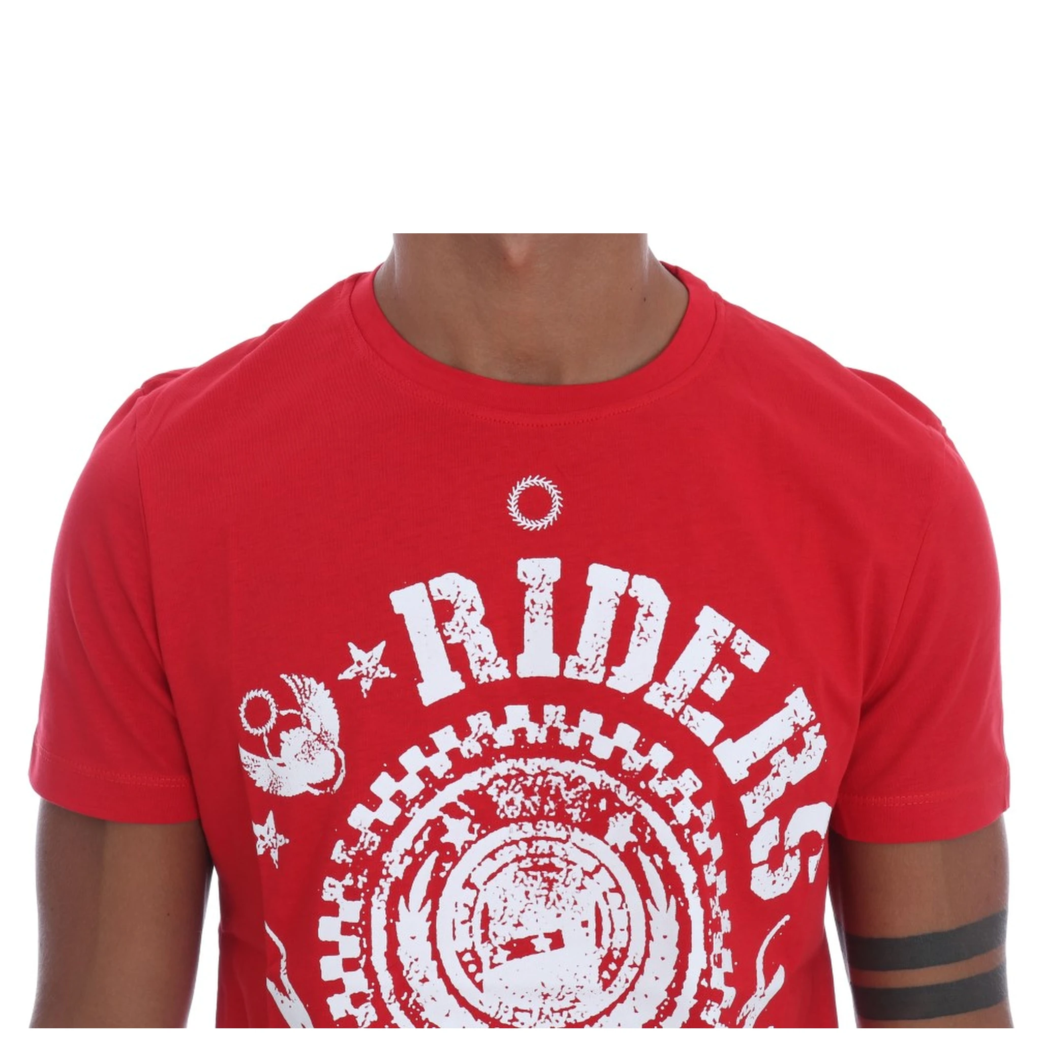 Red Cotton RIDERS Crewneck T-Shirt