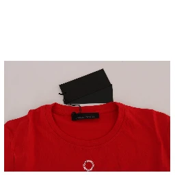Red Cotton RIDERS Crewneck T-Shirt