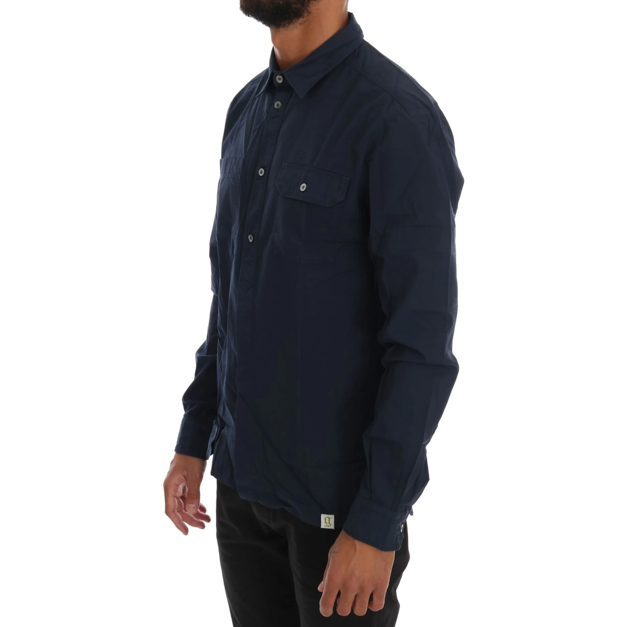 Blue Casual Cotton Long Sleeve Shirt