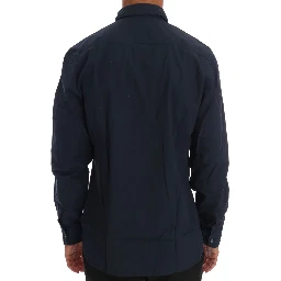 Blue Casual Cotton Long Sleeve Shirt