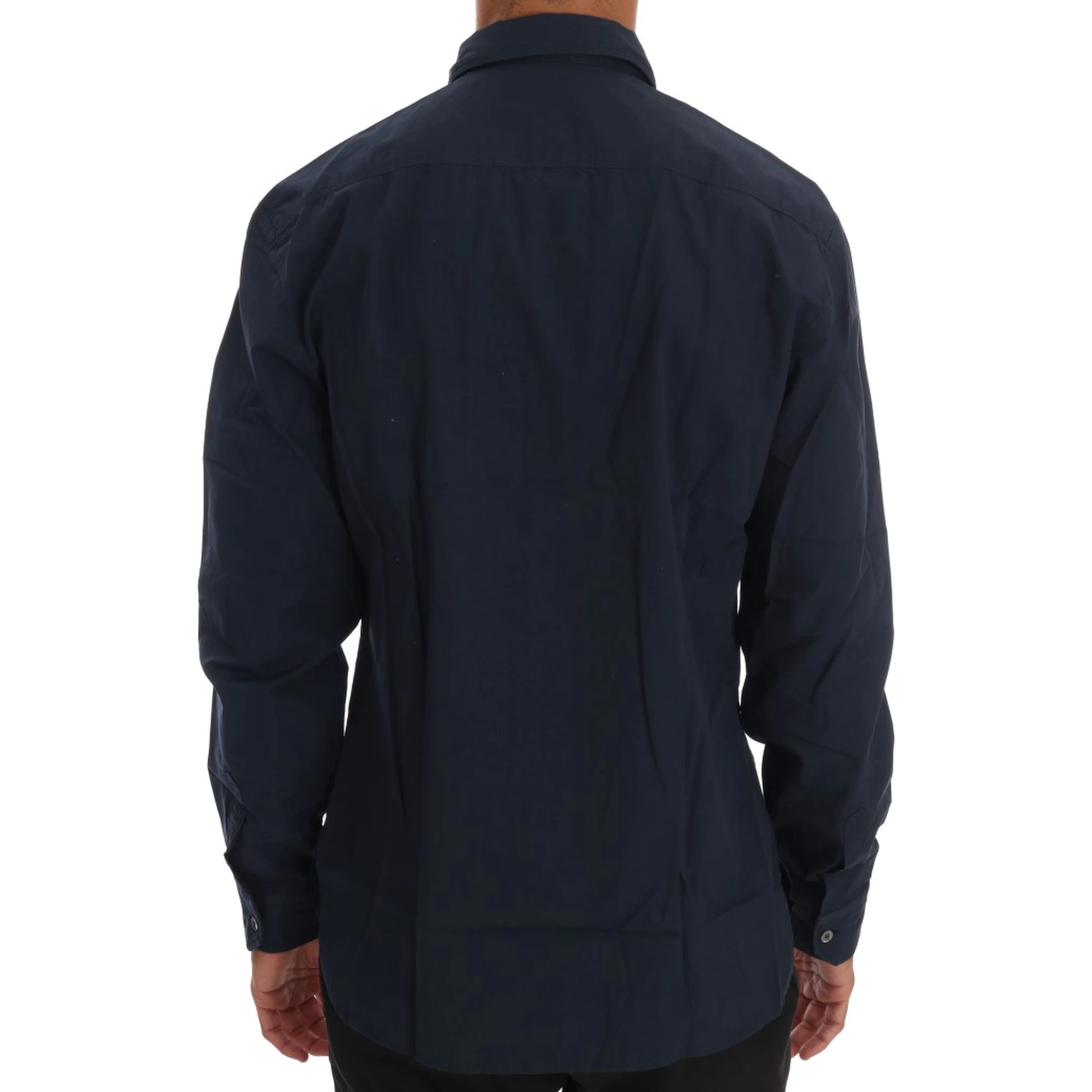 Blue Casual Cotton Long Sleeve Shirt