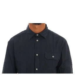 Blue Casual Cotton Long Sleeve Shirt
