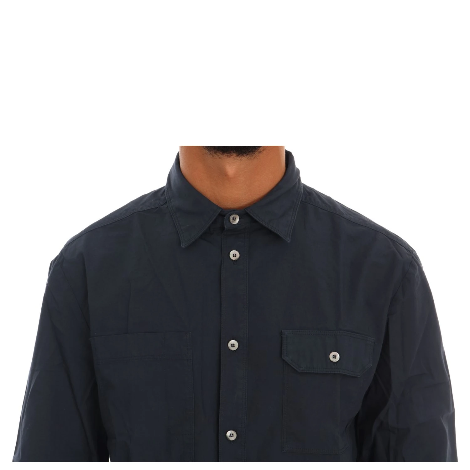 Blue Casual Cotton Long Sleeve Shirt