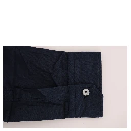 Blue Casual Cotton Long Sleeve Shirt