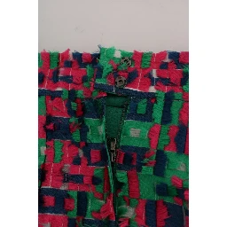 Pink Green Jacquard Pencil Skirt