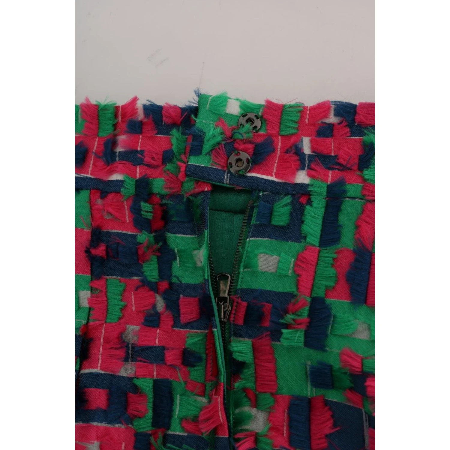 Pink Green Jacquard Pencil Skirt