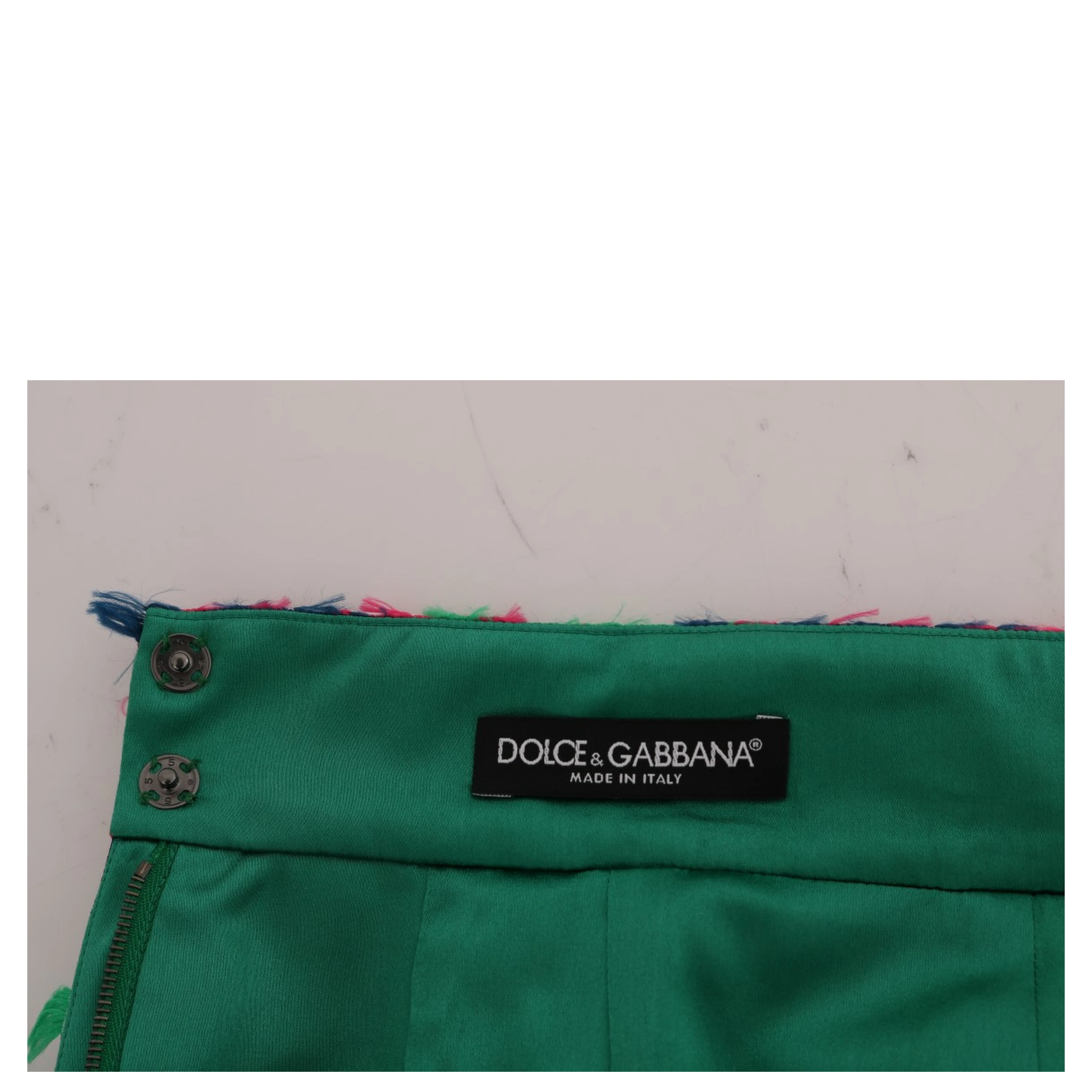 Pink Green Jacquard Pencil Skirt