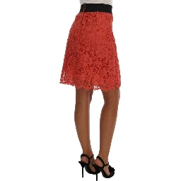 Orange Macramé Lace Pencil Skirt