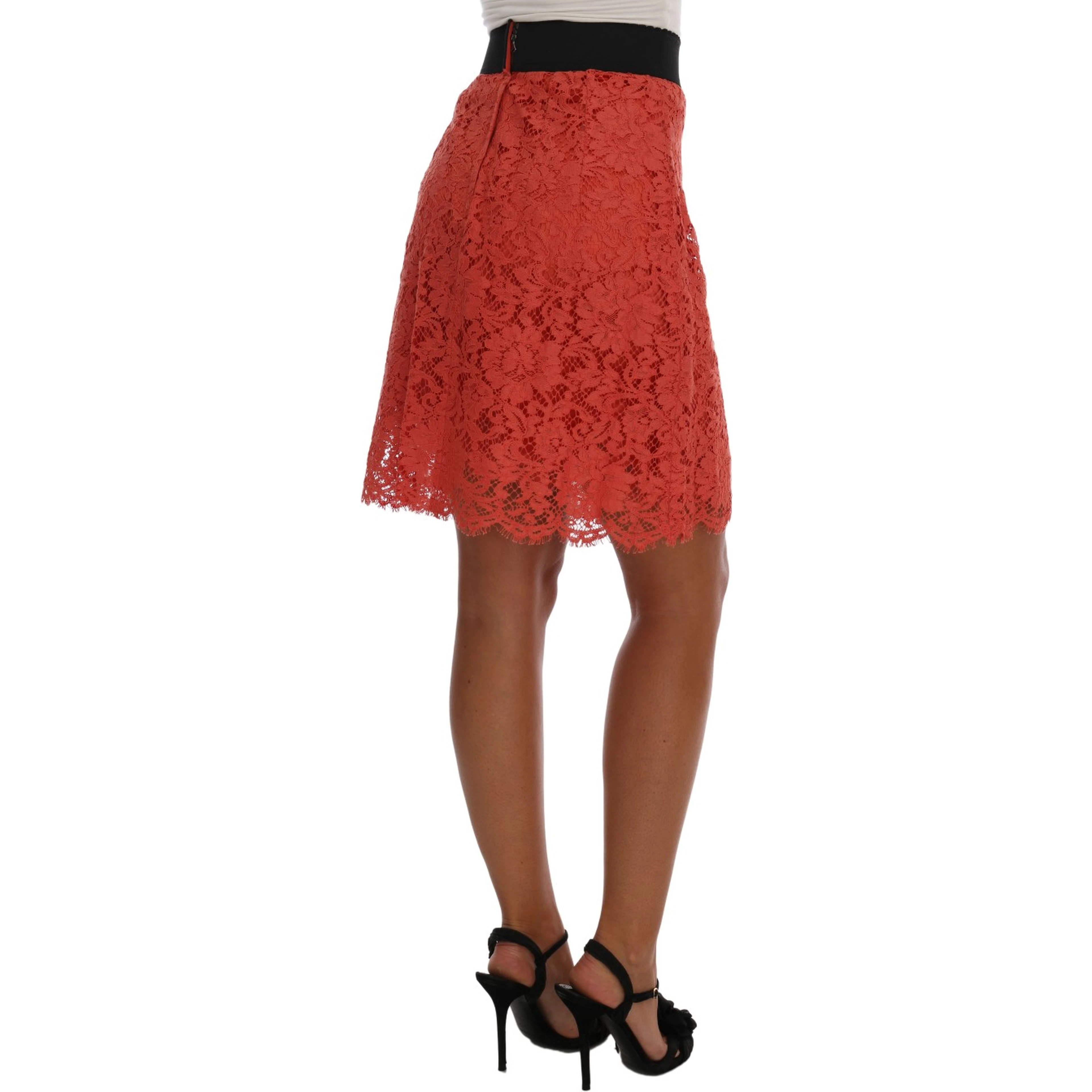 Orange Macramé Lace Pencil Skirt