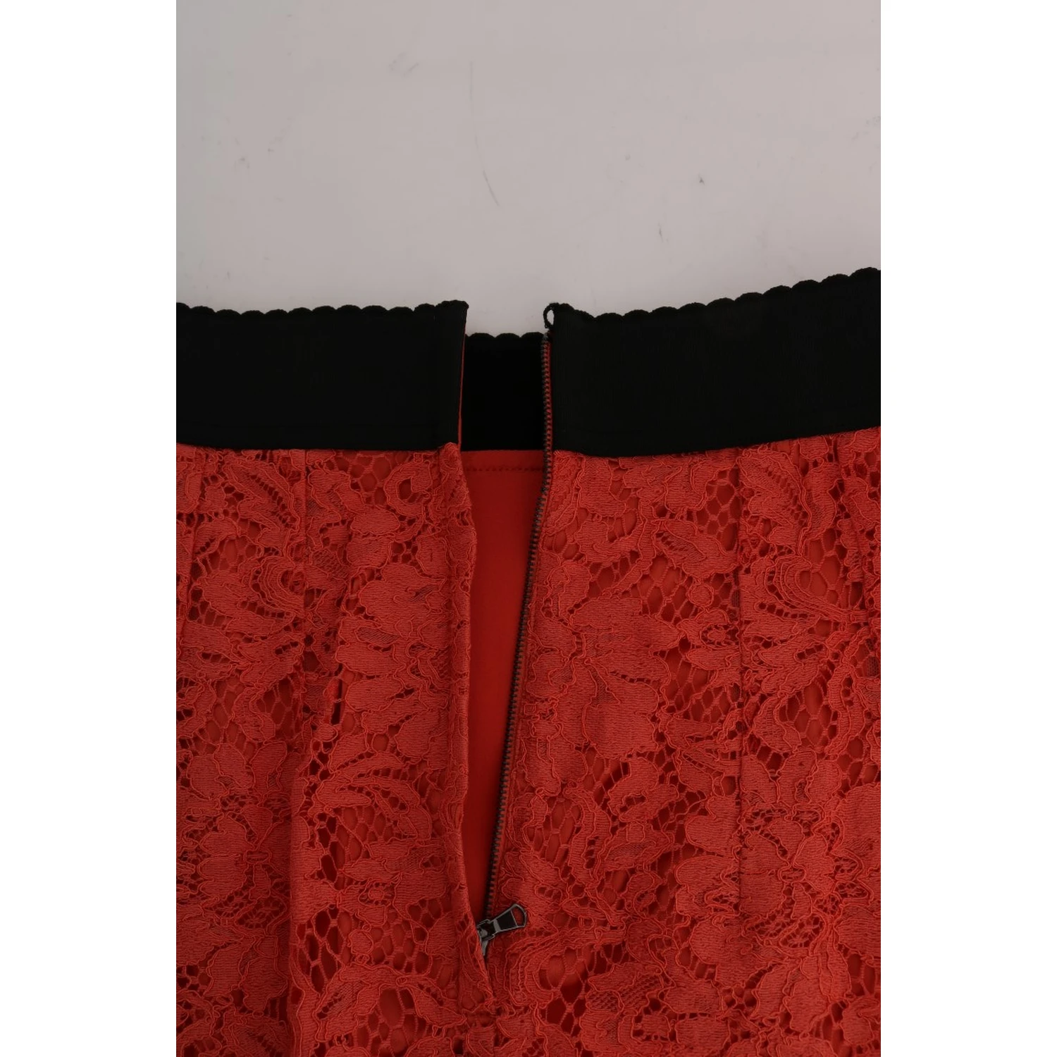 Orange Macramé Lace Pencil Skirt
