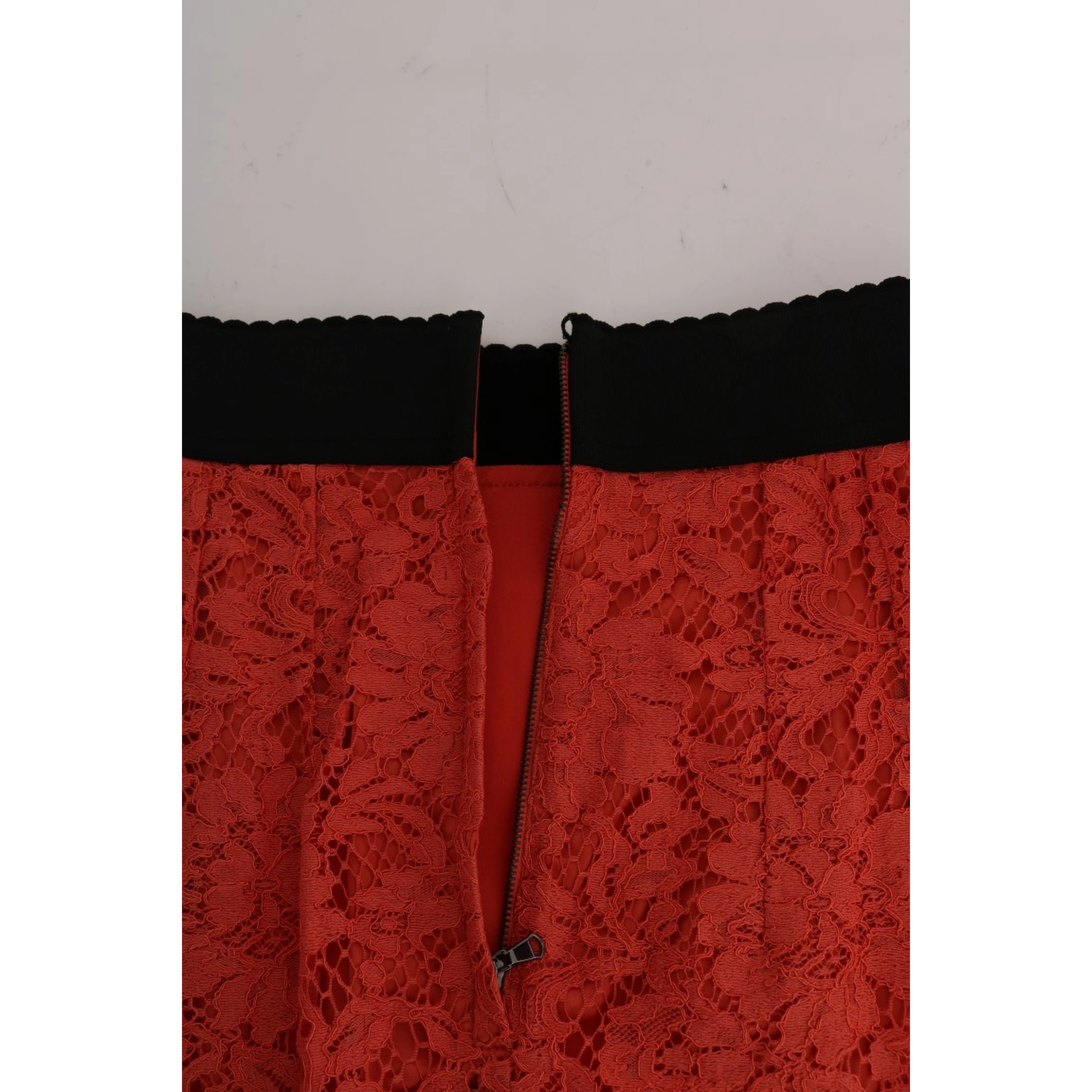 Orange Macramé Lace Pencil Skirt