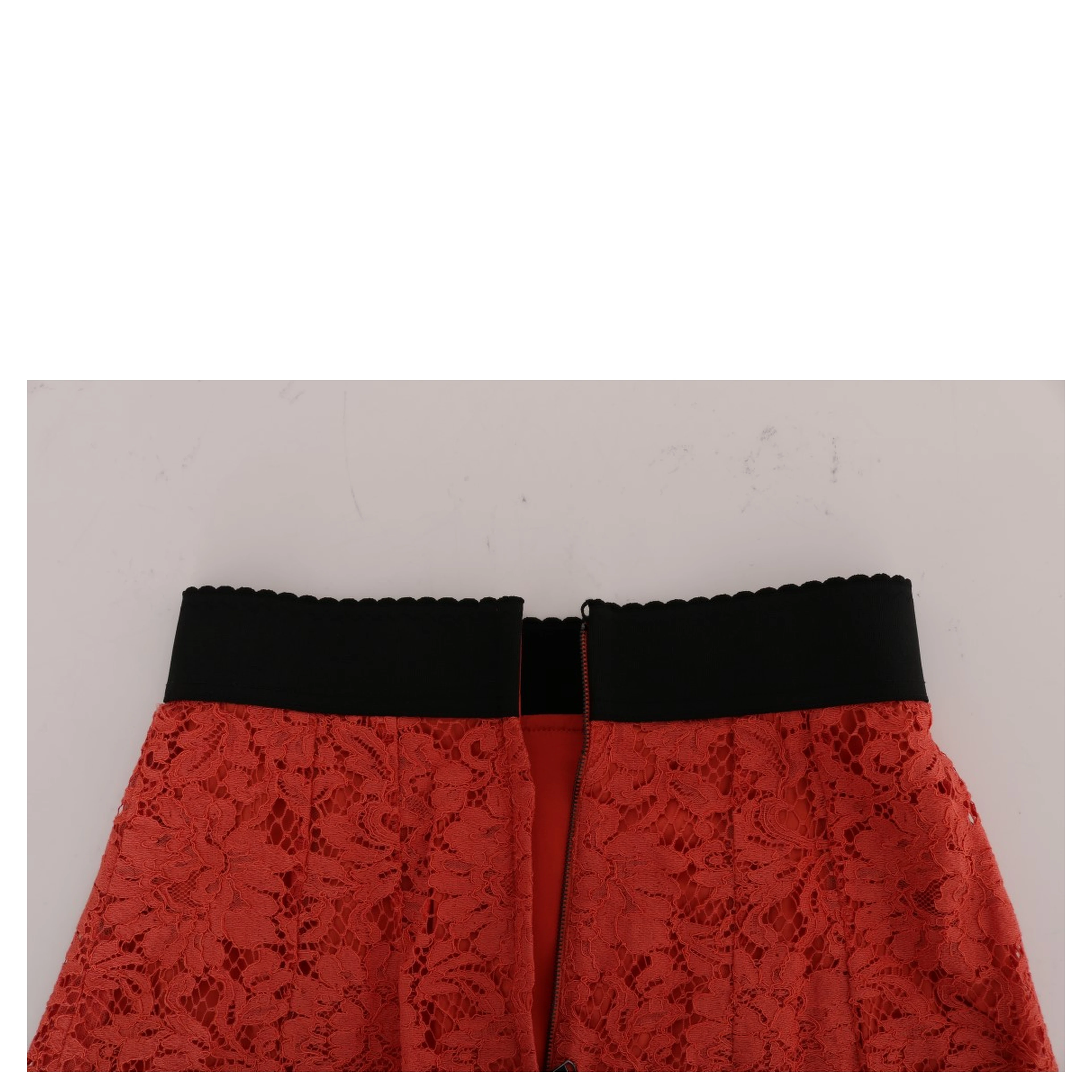 Orange Macramé Lace Pencil Skirt