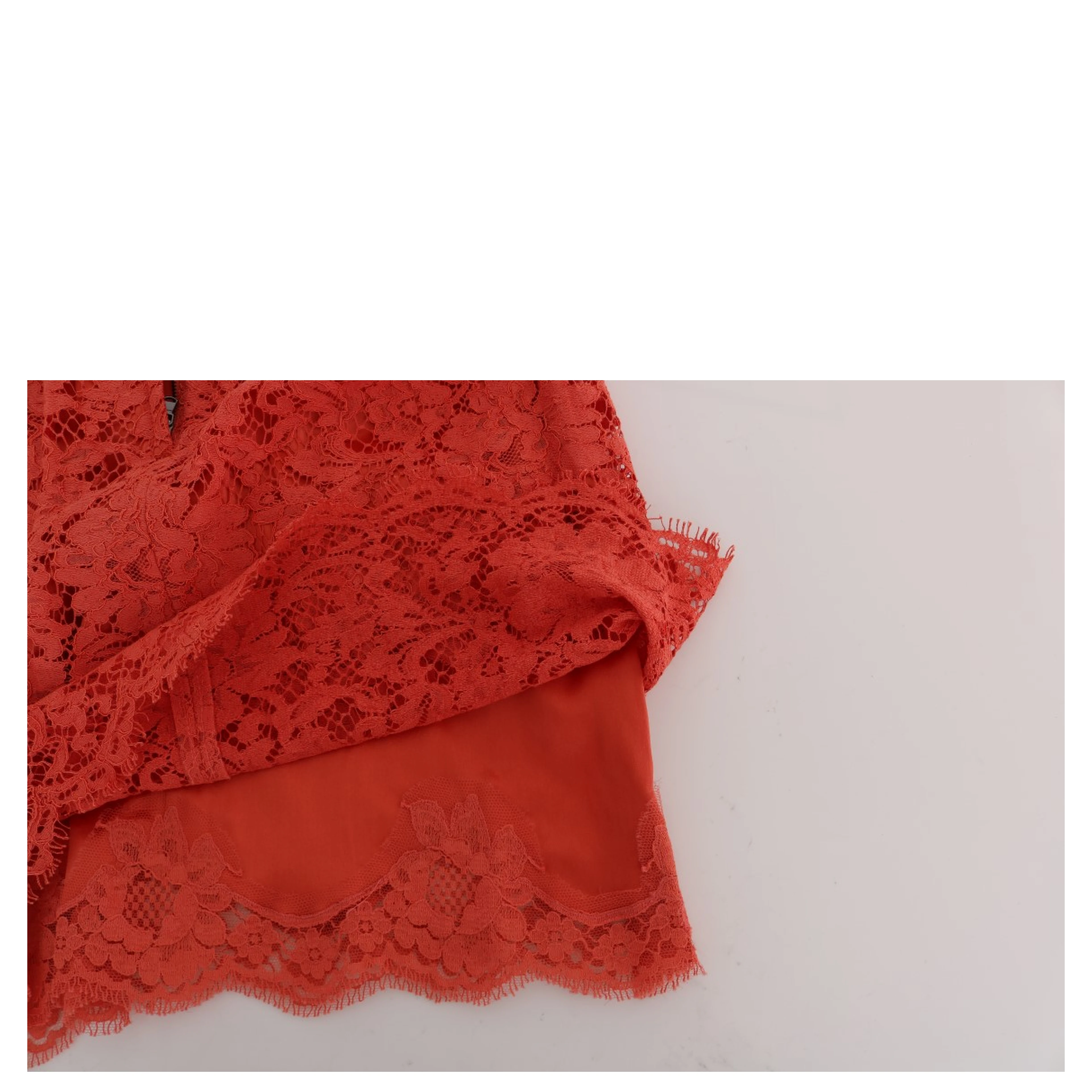 Orange Macramé Lace Pencil Skirt