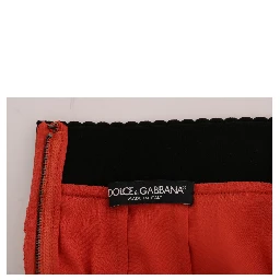 Orange Macramé Lace Pencil Skirt