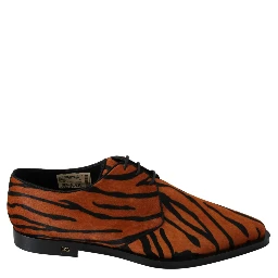 Orange Pony Hair Formal Dress Broque Shoes