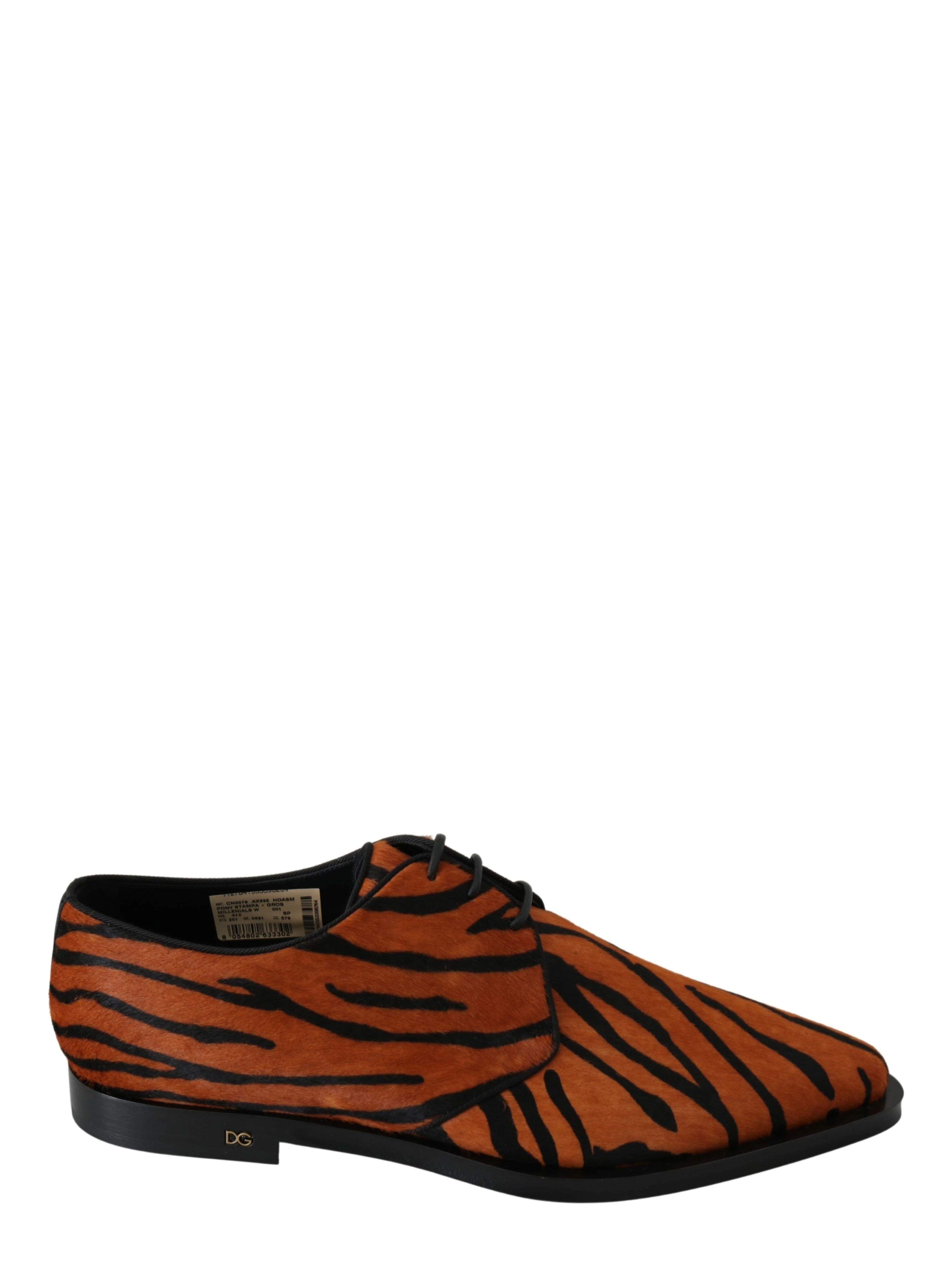 Orange Pony Hair Formal Dress Broque Shoes